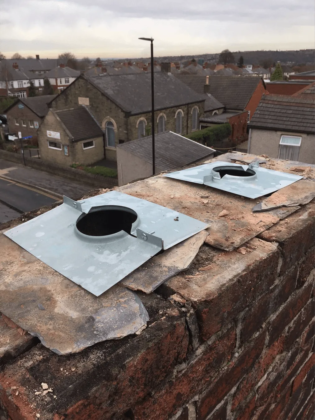 Chimney work on a rooftop in Sheffield